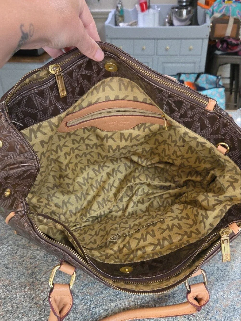 Michael Kors Brown & Tan Logo Satchel